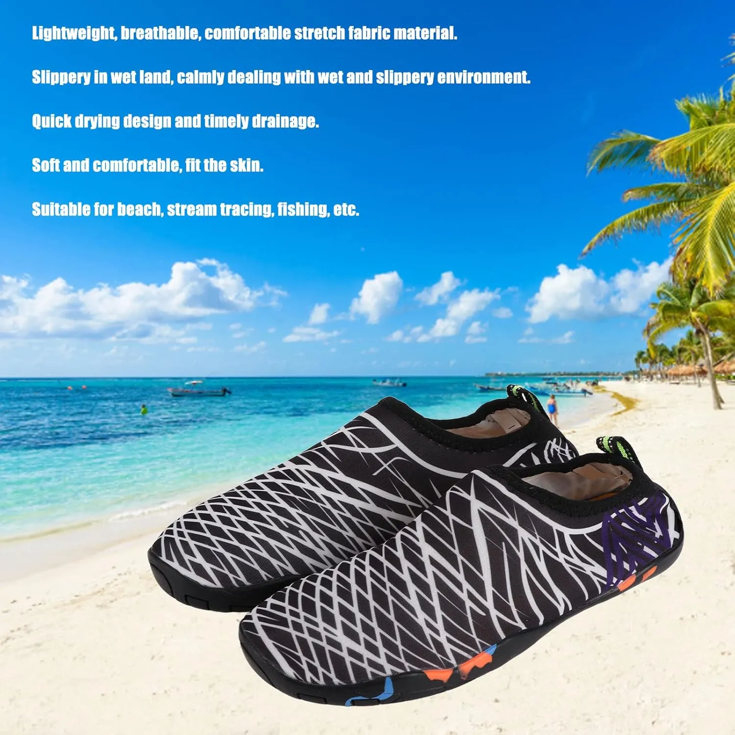 1Pair Water Shoes, Quick Drying Water Shoes, Breathable Barefoot Water Shoes, Water Sports Shoes for Beach Party, Stream Tracing, Fishing, Elastic Comfortable