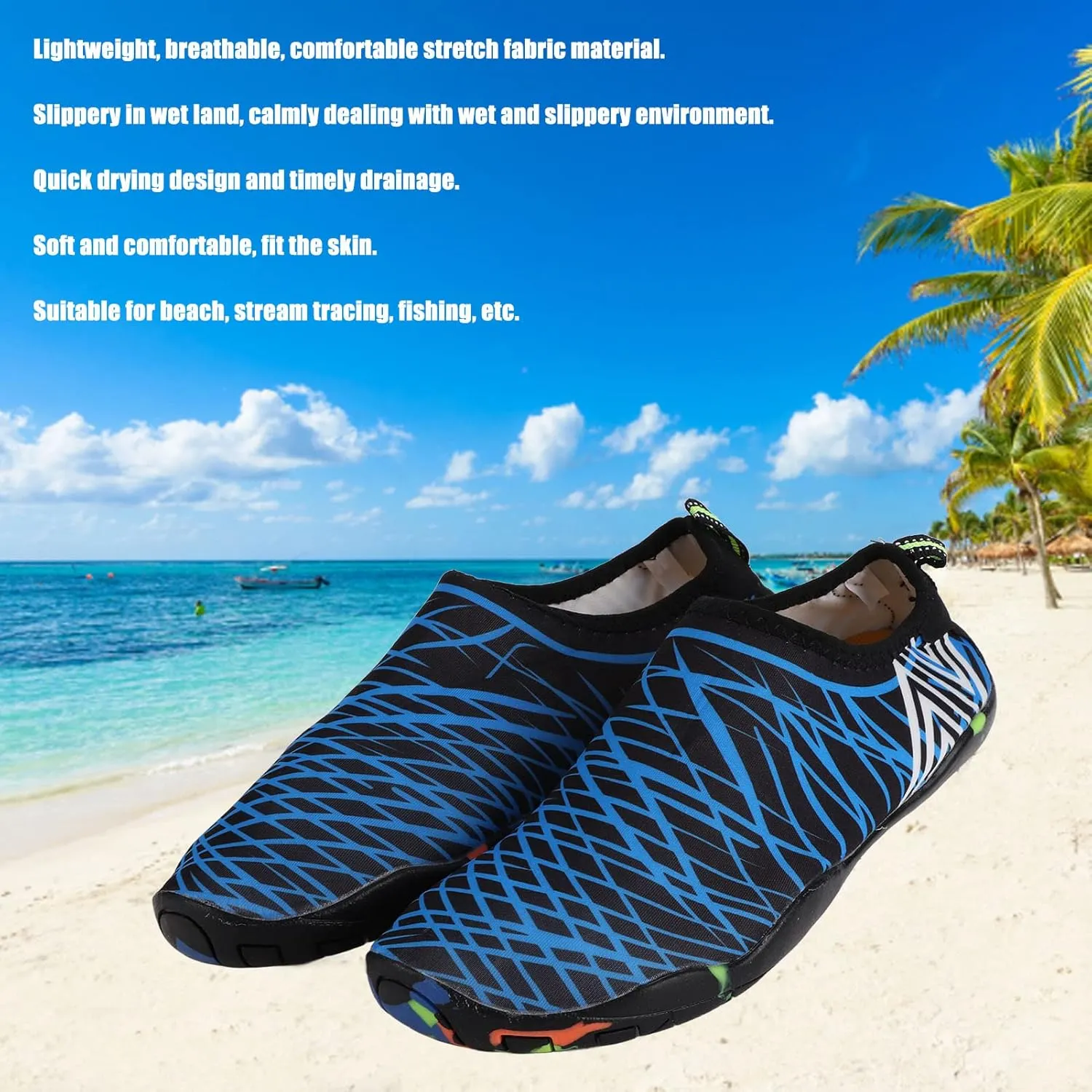 1Pair Water Shoes, Quick Drying Water Shoes, Breathable Barefoot Water Shoes, Water Sports Shoes for Beach Party, Stream Tracing, Fishing, Elastic Comfortable