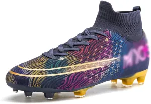 AIRFUL Football Boots Men High Top Spike Soccer Shoes Outdoor Training Football Shoes Sneakers (Color : D, Size : 12.5 Women/11 Men)
