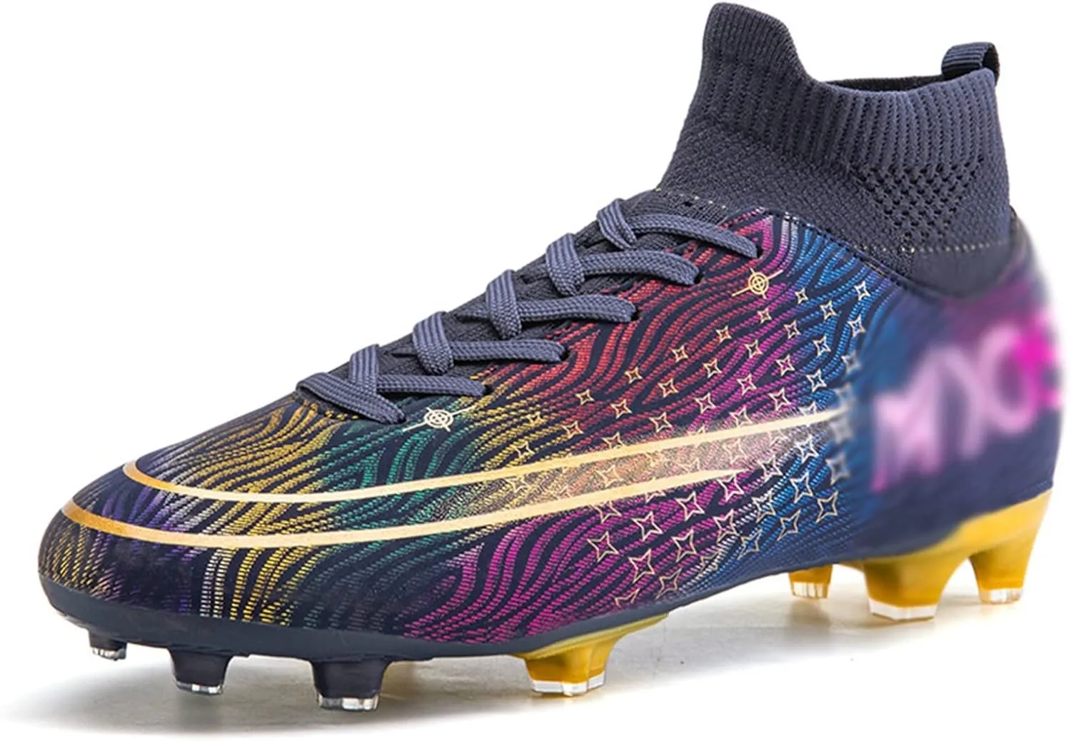 AIRFUL Football Boots Men High Top Spike Soccer Shoes Outdoor Training Football Shoes Sneakers (Color : D, Size : 12.5 Women/11 Men)
