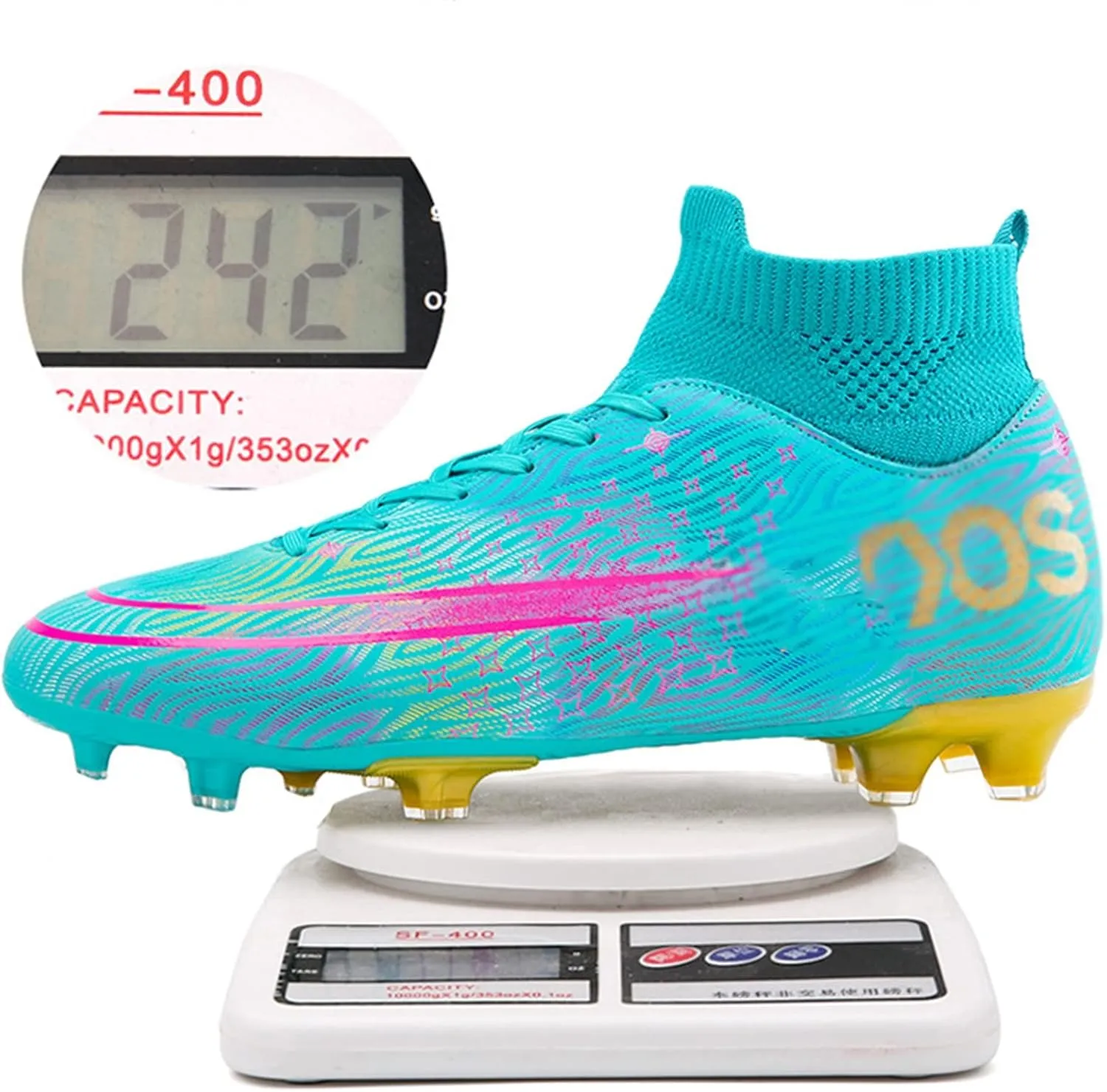 AIRFUL Football Boots Men High Top Spike Soccer Shoes Outdoor Training Football Shoes Sneakers (Color : D, Size : 12.5 Women/11 Men)