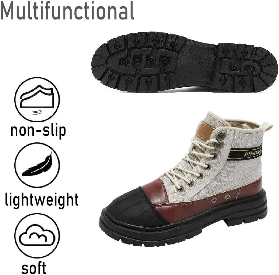 Asifn Mens Casual Boots Waterproof Hiking Boots Lightweight Non-slip Safety Boots Breathable Outdoor Work Boots