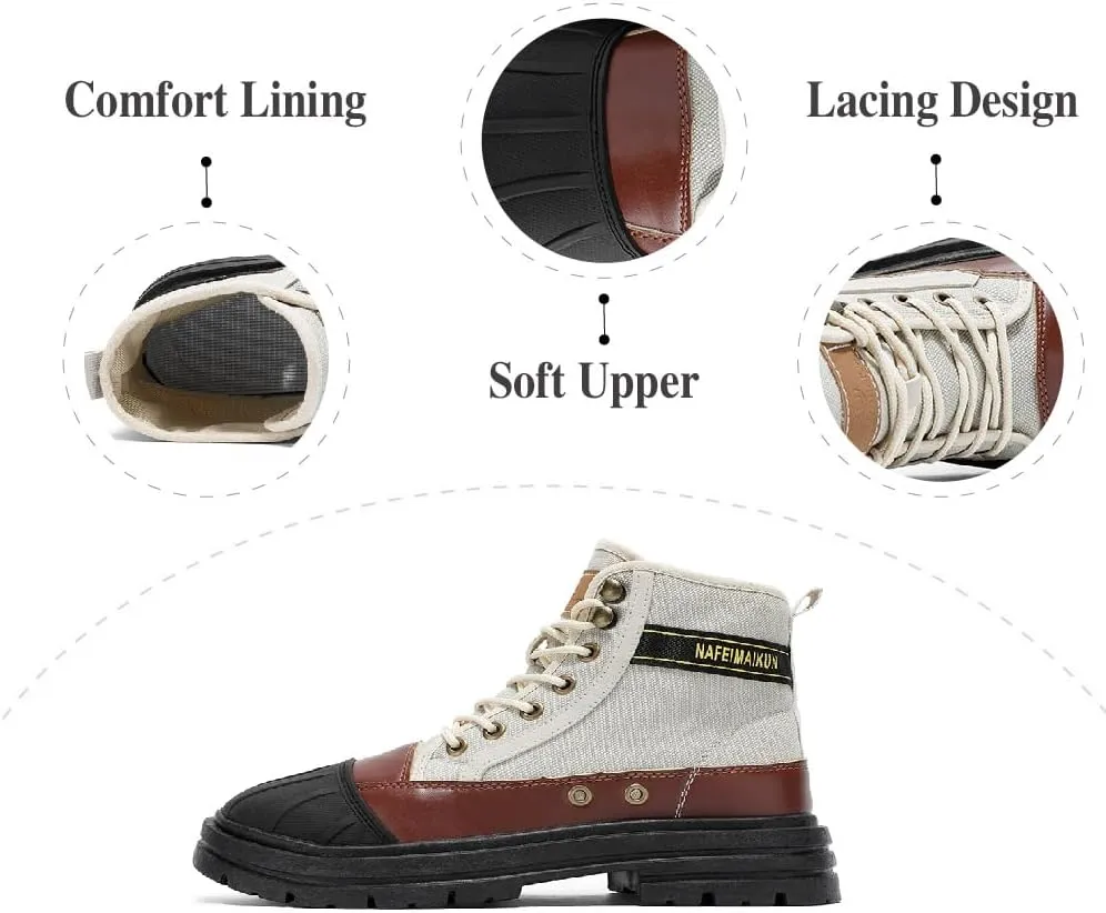 Asifn Mens Casual Boots Waterproof Hiking Boots Lightweight Non-slip Safety Boots Breathable Outdoor Work Boots