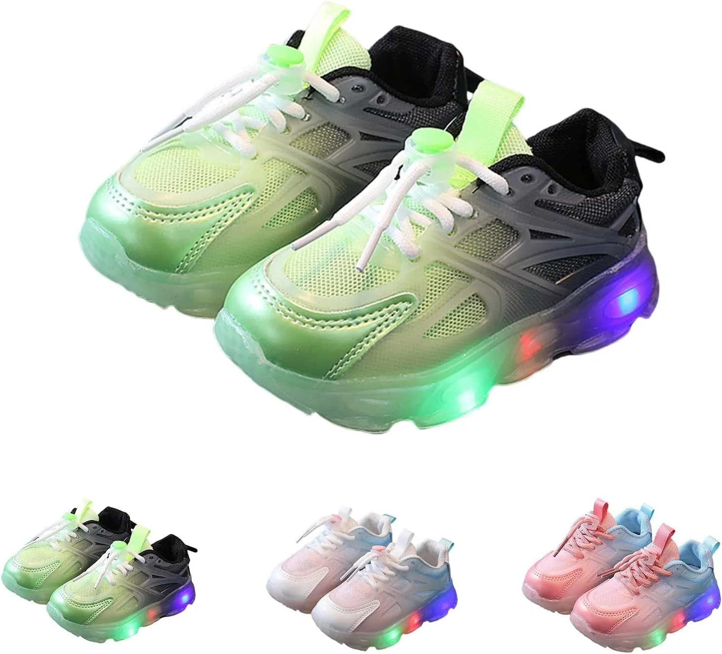 Boys Girls Light Up Shoes Kids Lightweight Breathable Comfy Soft Sole LED Luminous Running Tennis Sport Sneakers