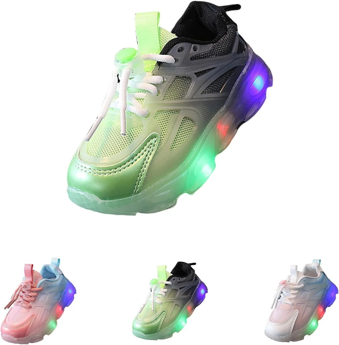 Boys Girls Light Up Shoes Kids Lightweight Breathable Comfy Soft Sole LED Luminous Running Tennis Sport Sneakers