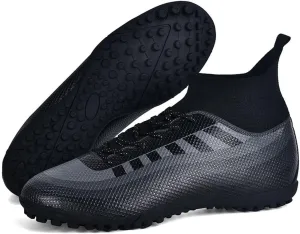 Bright Leather Gradient Adult/Children Football Shoes for Men and Women, Outdoor/Lawn/Indoor Football Field Black 43