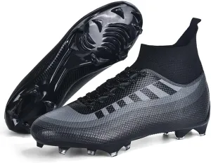 Bright Leather Gradient Adult/Children Football Shoes for Men and Women, Outdoor/Lawn/Indoor Football Field Black TF 43
