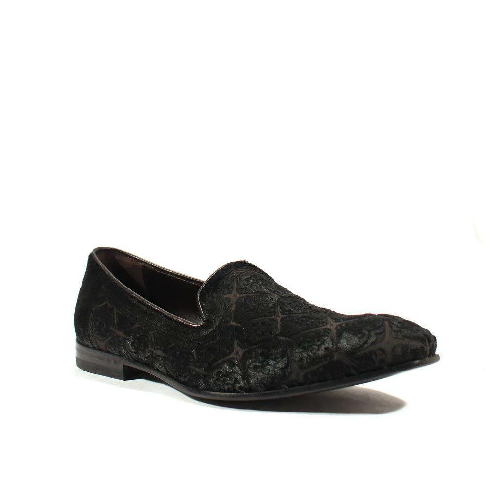 Cesare Paciotti Luxury Italian Men's Designer Shoes Pony Lux Black Nappa Pony Loafers (CPM2576)