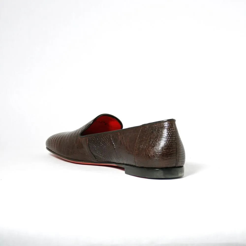 Cesare Paciotti Luxury Italian Teyus Perla Lizard Skin Fondente Loafers (CPM2336)