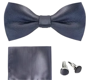 Charcoal Bow Tie Cuff Link Set