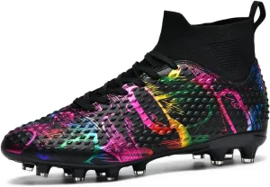 DHOVOR Boys Girls Soccer Cleats High-Top Soccer Shoes for Kids Football Cleats Professional Training Football Sports Shoes
