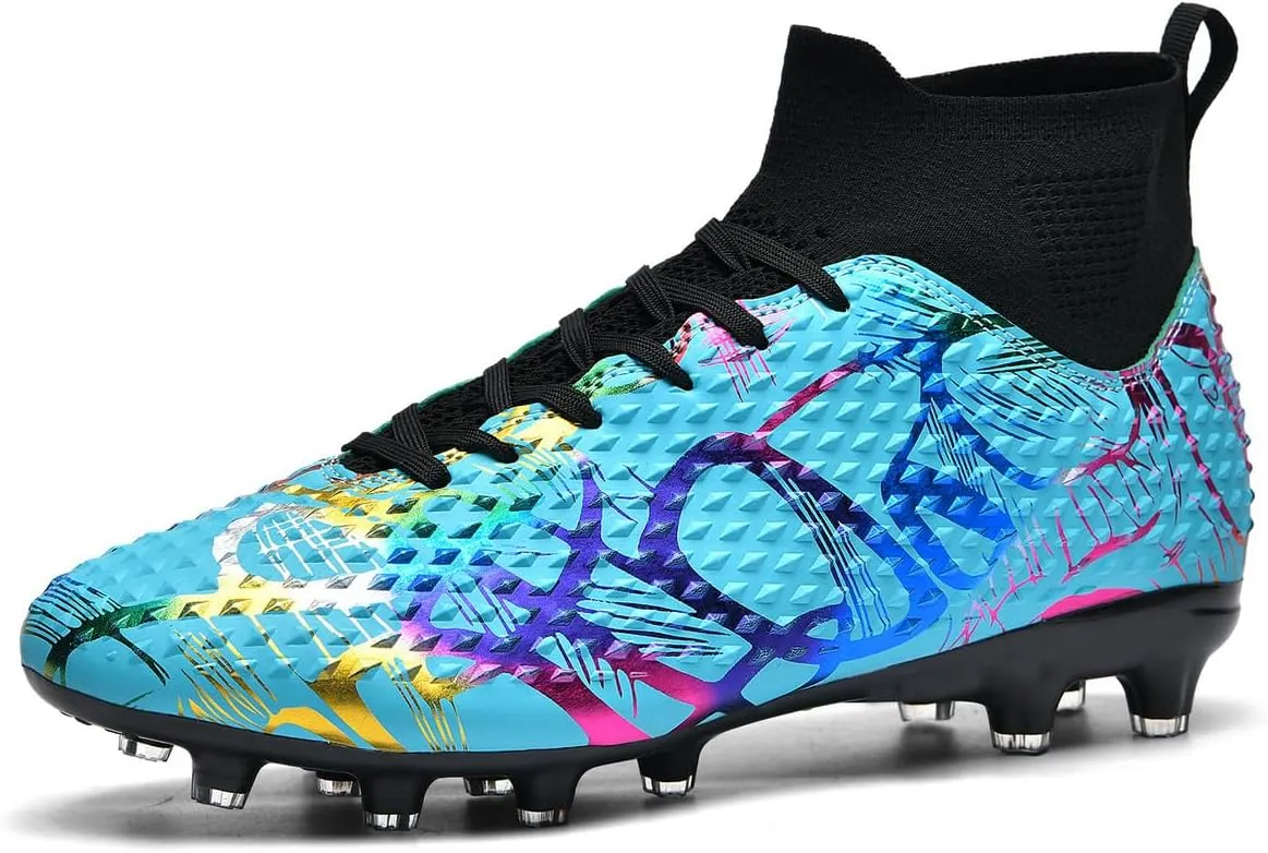 DHOVOR Boys Girls Soccer Cleats High-Top Soccer Shoes for Kids Football Cleats Professional Training Football Sports Shoes