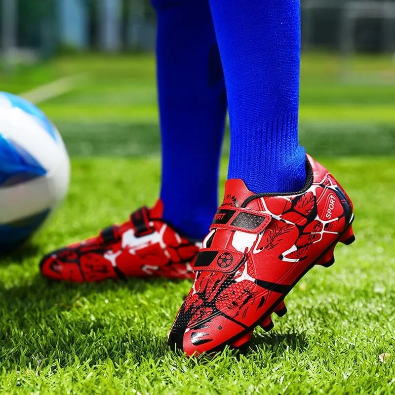 DHOVOR Boys Girls Soccer Shoes Youth Football Trainers Non-Slip Lightweight Football Cleats Football Shoes for Kids Indoor/Outdoor/Competition/Unisex