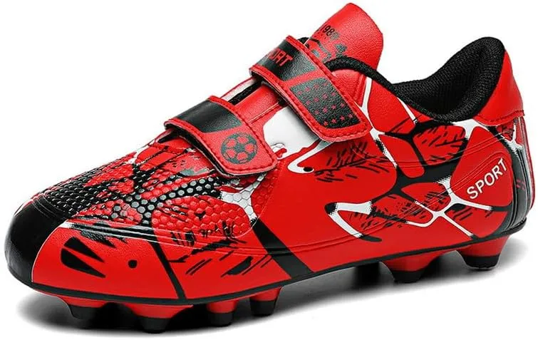 DHOVOR Boys Girls Soccer Shoes Youth Football Trainers Non-Slip Lightweight Football Cleats Football Shoes for Kids Indoor/Outdoor/Competition/Unisex