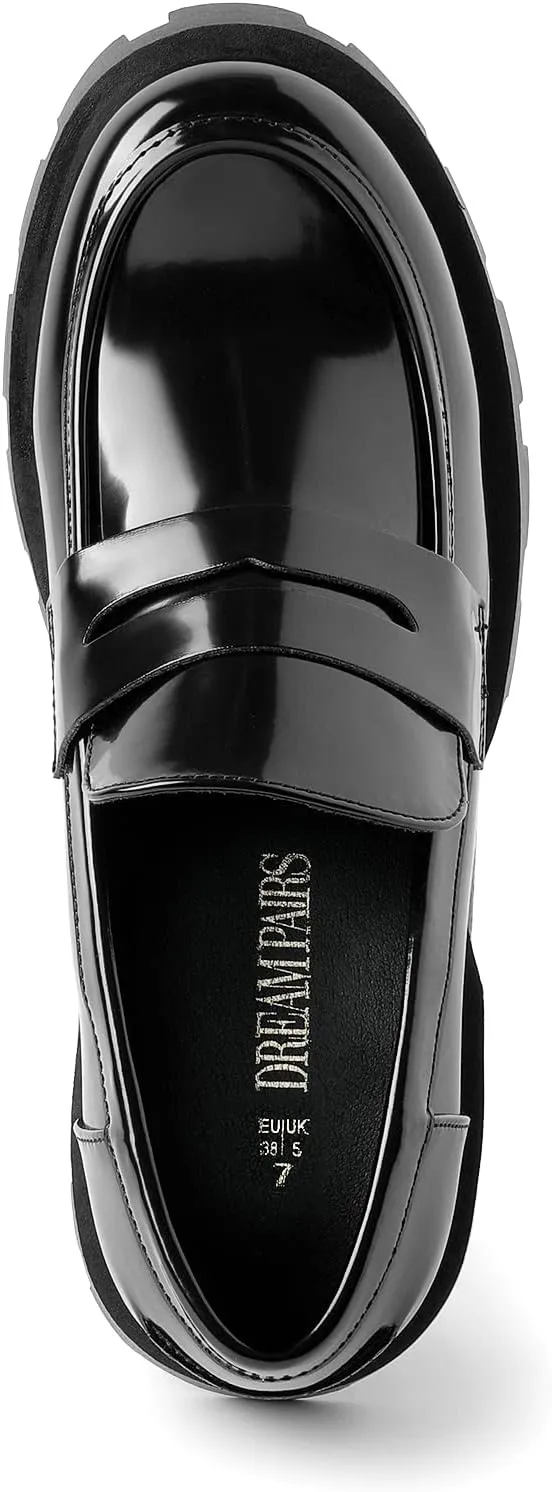DREAM PAIRS Womens Loafers, Lug Sole Slip On Platform Chunky Penny Loafers for Women Dressy and Work, Business Casual Shoes for Women