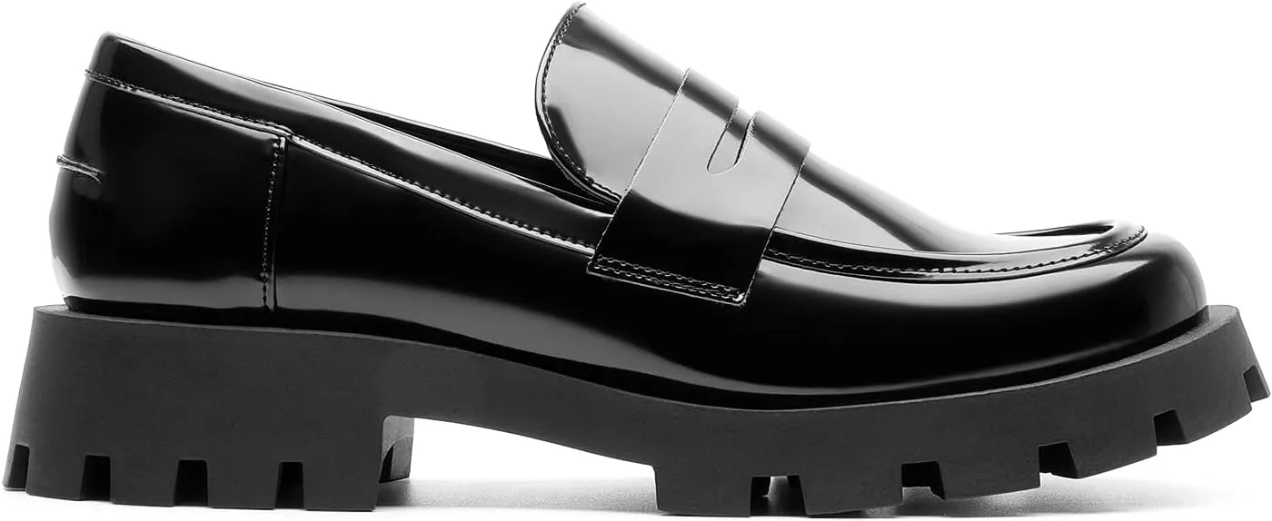 DREAM PAIRS Womens Loafers, Lug Sole Slip On Platform Chunky Penny Loafers for Women Dressy and Work, Business Casual Shoes for Women