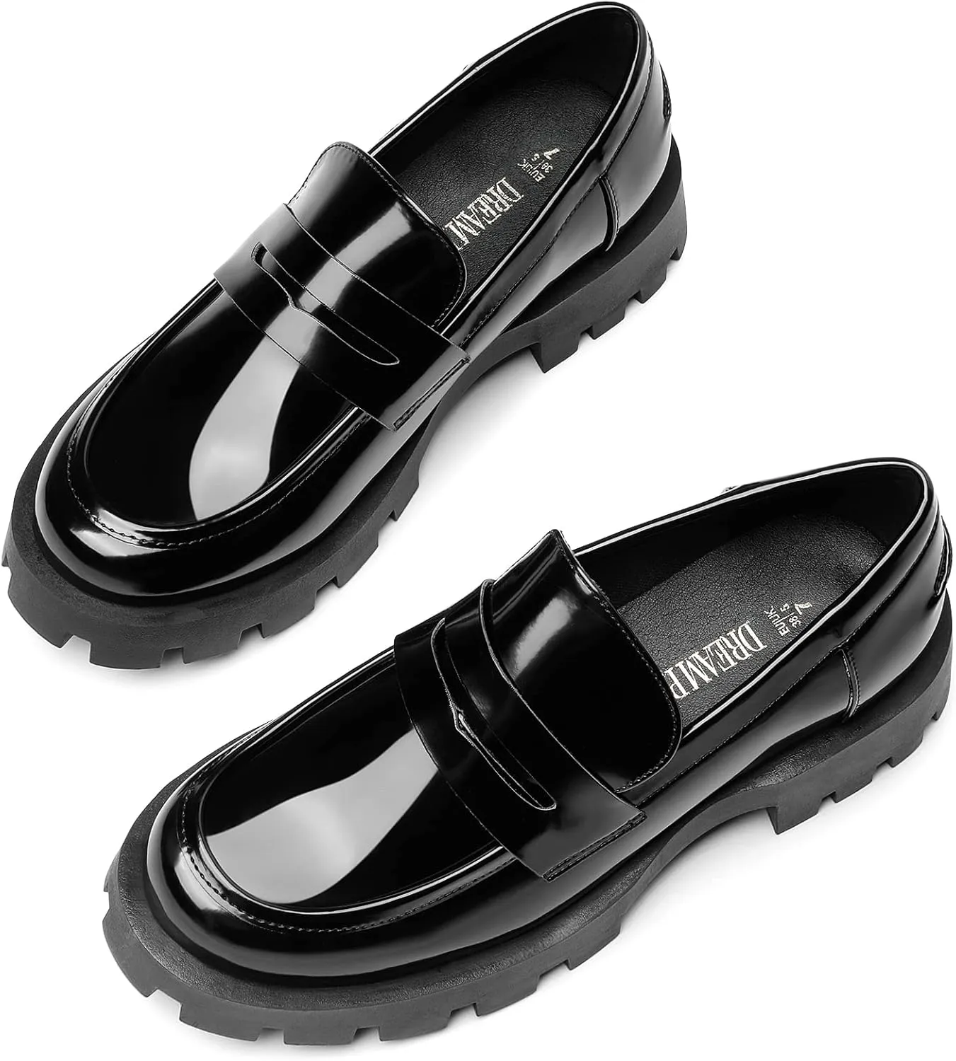 DREAM PAIRS Womens Loafers, Lug Sole Slip On Platform Chunky Penny Loafers for Women Dressy and Work, Business Casual Shoes for Women