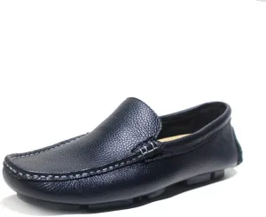 Easy to Put and Remove. Loafer Shoes for Men Genuine Leather Round Toe Stitching Details Rubber Sole Anti-Slip Flat Heel Resistant Flexible Lightweight Driving Slip on for All Occasions