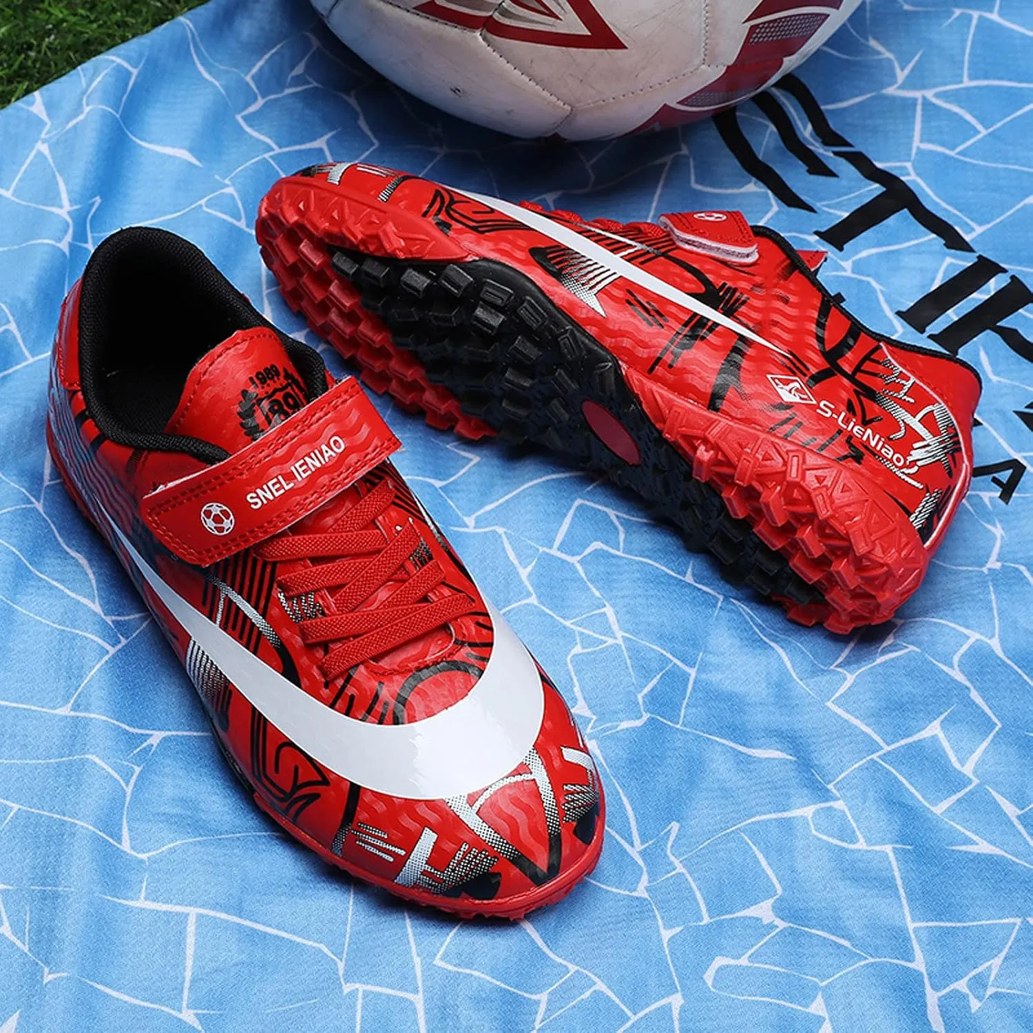 FLIOZY Kids Turf Soccer Shoes Boys Profession Competition Training Shoes Football Athletic Shoes??Little Kid/Big Kid??