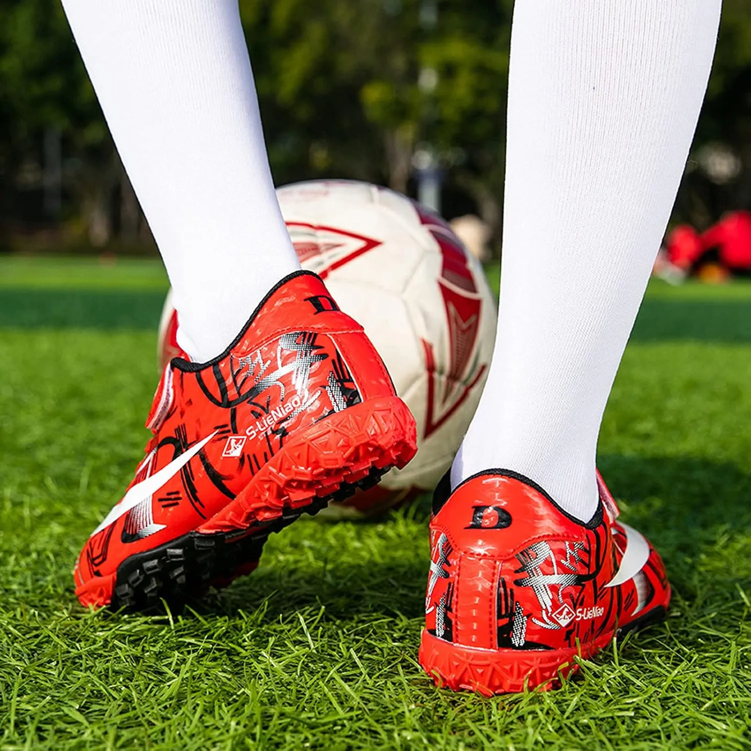 FLIOZY Kids Turf Soccer Shoes Boys Profession Competition Training Shoes Football Athletic Shoes??Little Kid/Big Kid??