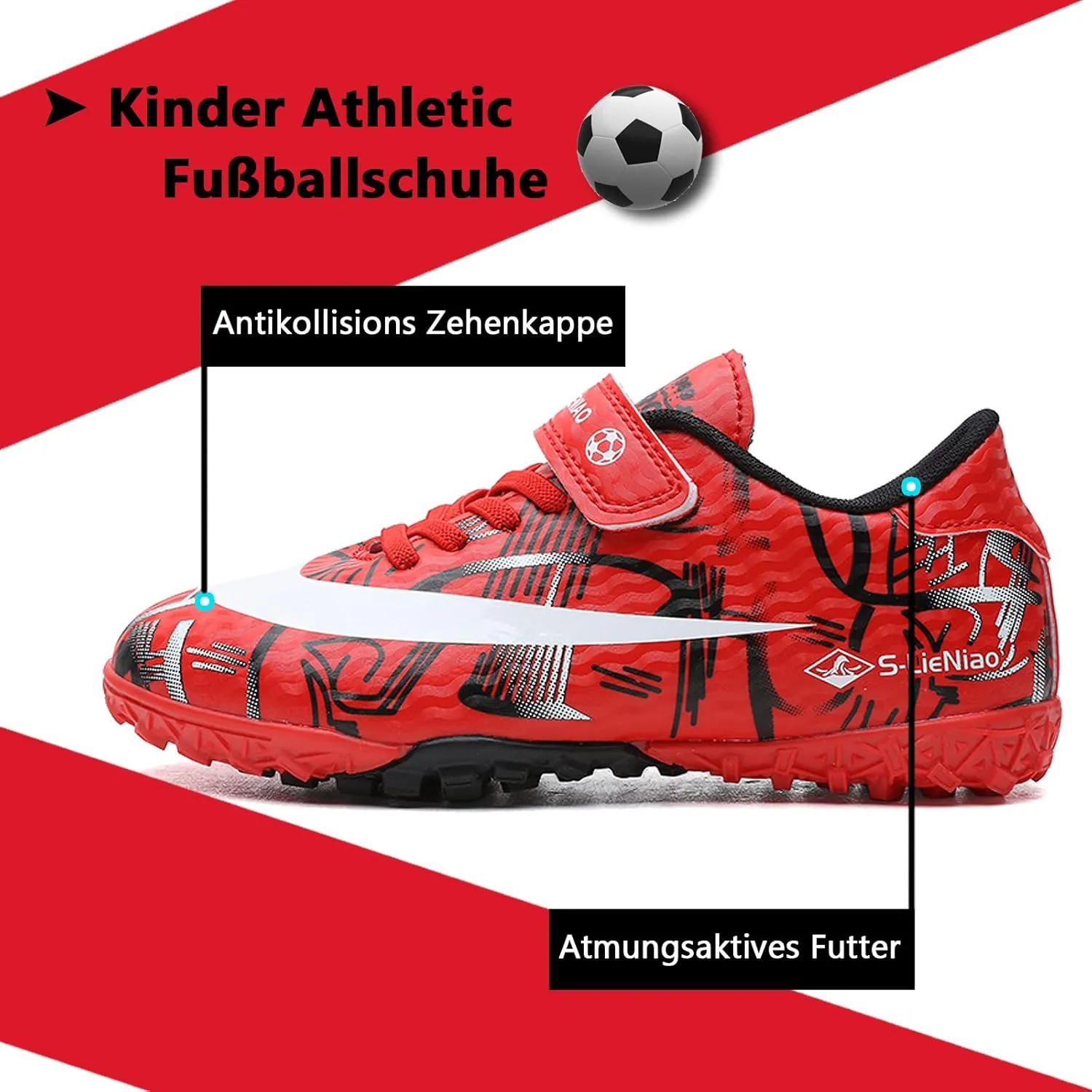 FLIOZY Kids Turf Soccer Shoes Boys Profession Competition Training Shoes Football Athletic Shoes??Little Kid/Big Kid??