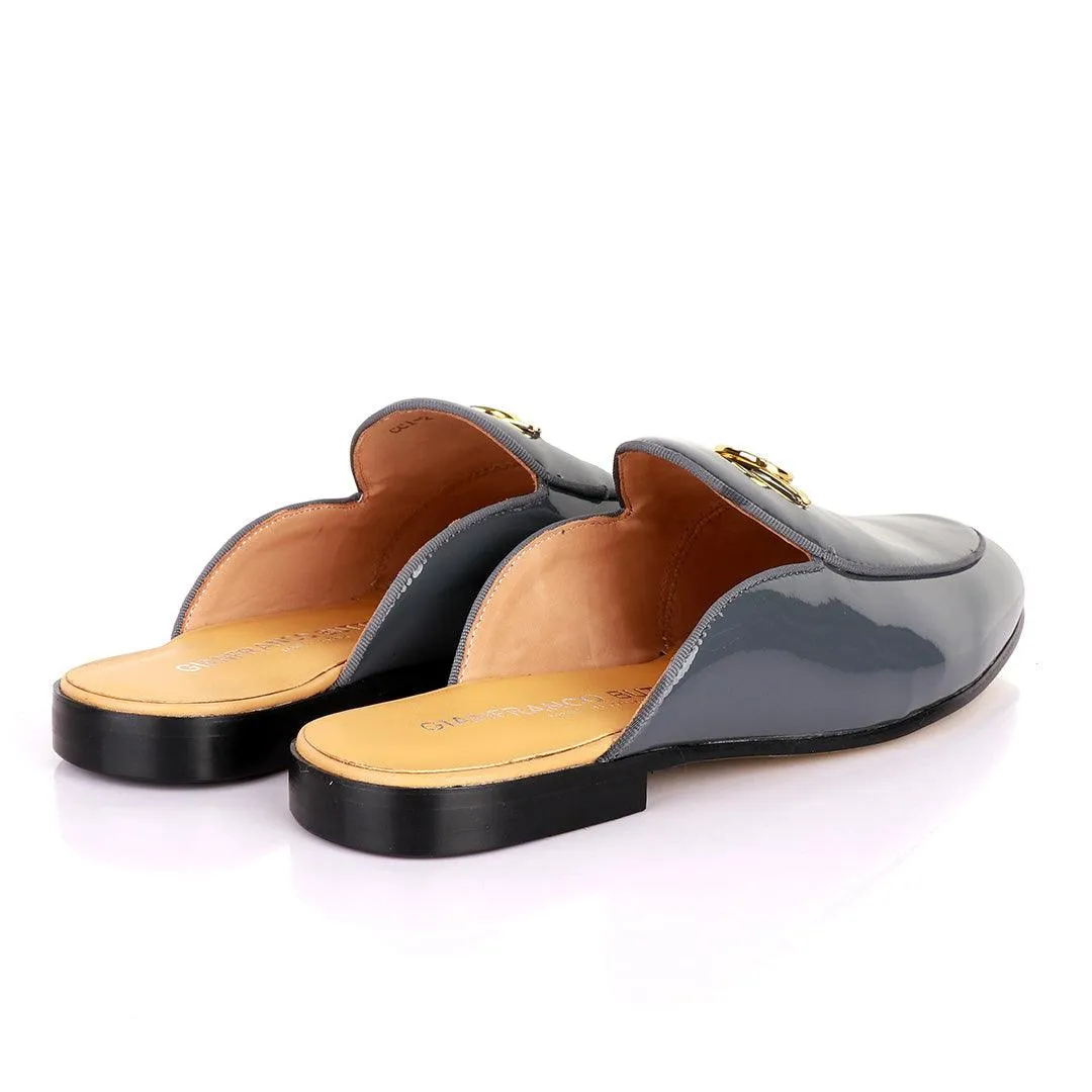 Gianfrranco Butteri Glossy Grey Mole Half Shoe