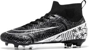 High Top Soccer Cleats Breathable, Football Cleats Unisex-Adult Shock Resistant, Athletic Lace Up Ground Training Soccer