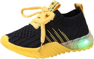 IWIHMIV Boys Girls High Top Running Tennis Shoes Lightweight Breathable Non-Slip Sport Athletic Luminous Shoes