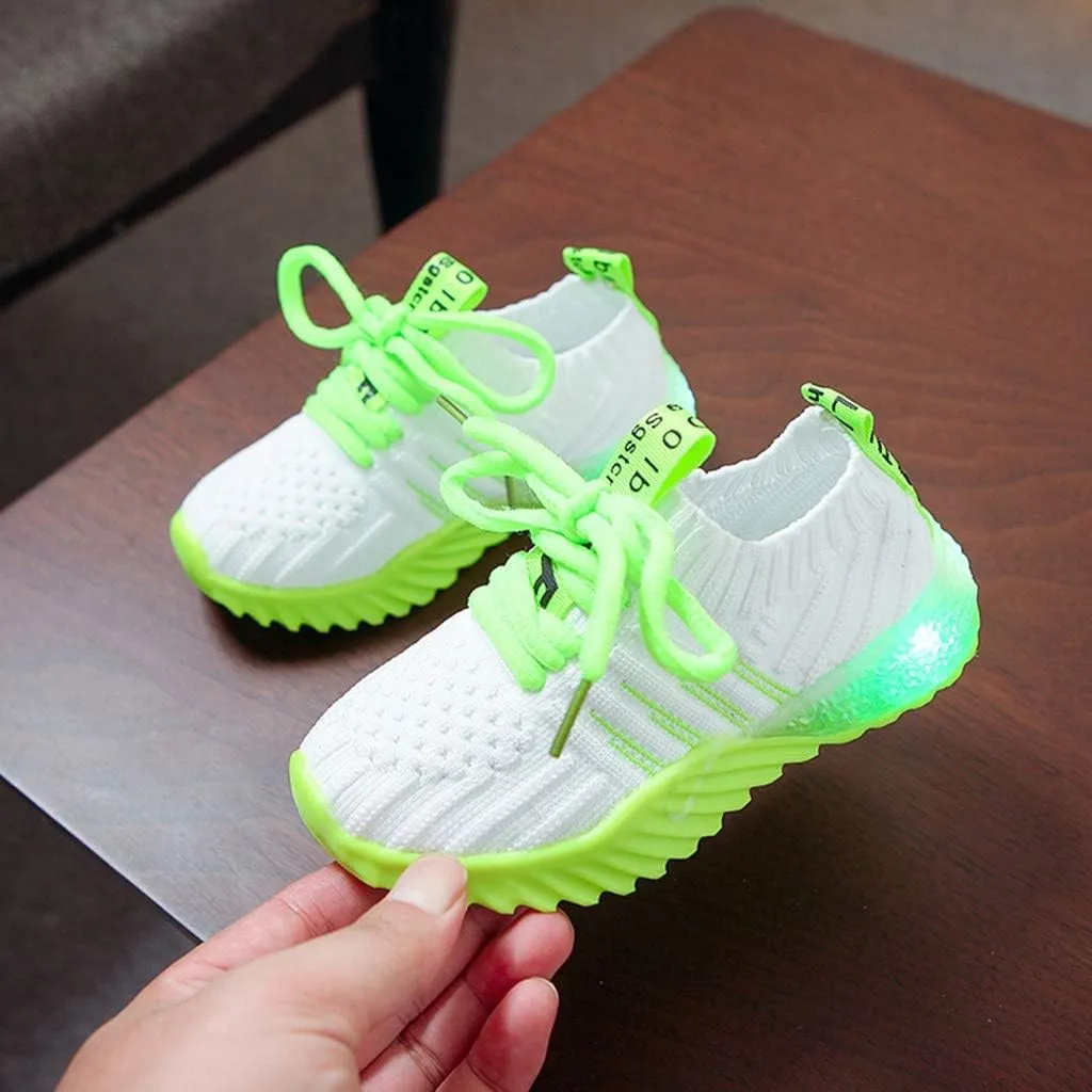 IWIHMIV Boys Girls High Top Running Tennis Shoes Lightweight Breathable Non-Slip Sport Athletic Luminous Shoes