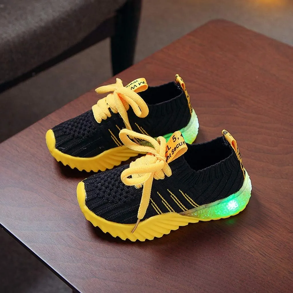 IWIHMIV Boys Girls High Top Running Tennis Shoes Lightweight Breathable Non-Slip Sport Athletic Luminous Shoes