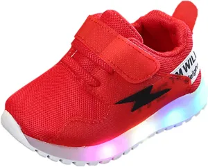 IWIHMIV Boys Girls Tennis Shoes for Running Athletic Walking Lightweight Breathable LED Light Luminous Sports Shoes