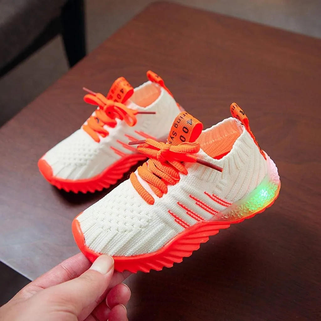 IWIHMIV Boys Girls Tennis Shoes Luminous Fashion Running Shoes Lightweight Walking Shoes Breathable Baby Shoes Boys