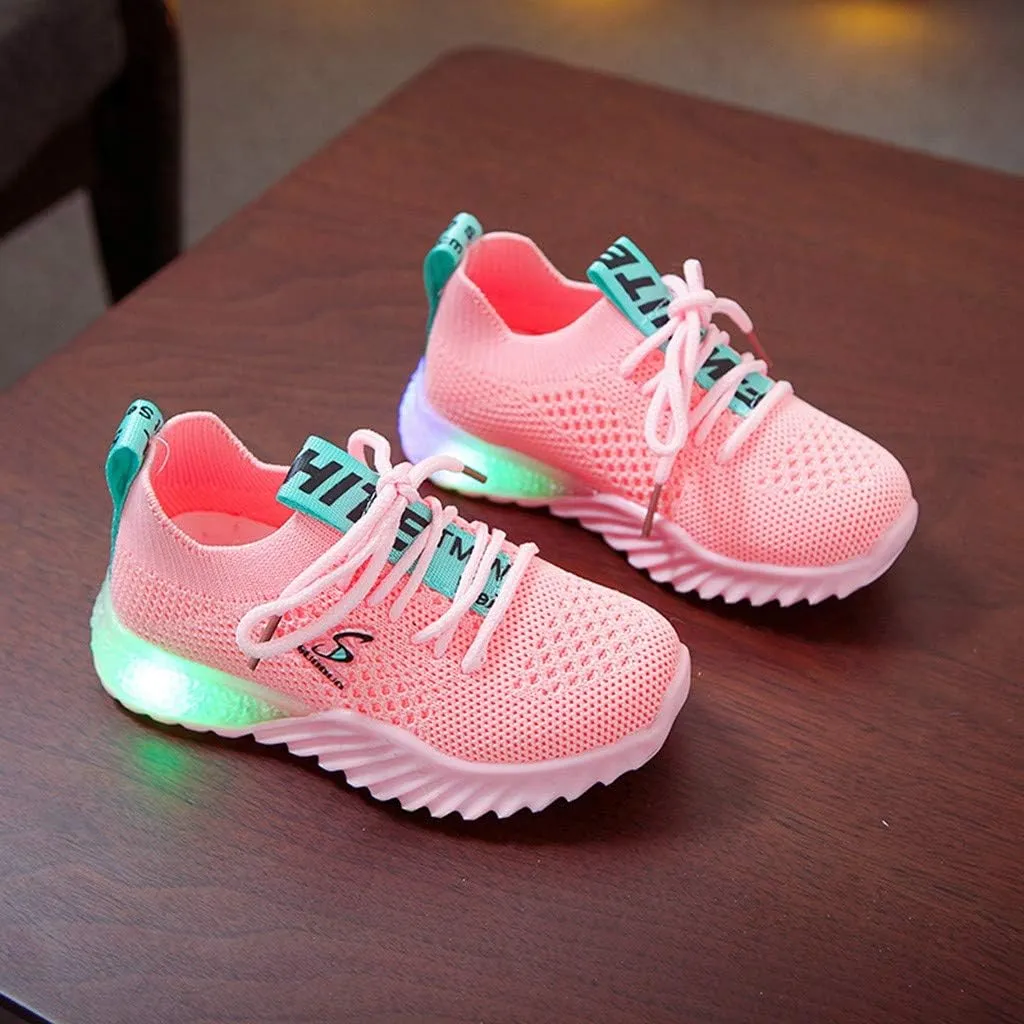 IWIHMIV Kids Tennis Running Shoes Luminous Athletic Lightweight Sports Walking for Boys Girls Basketball Shoes