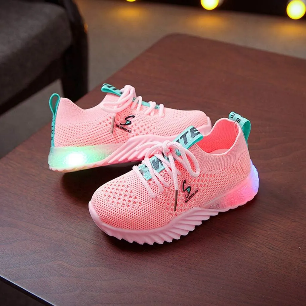 IWIHMIV Kids Tennis Running Shoes Luminous Athletic Lightweight Sports Walking for Boys Girls Basketball Shoes
