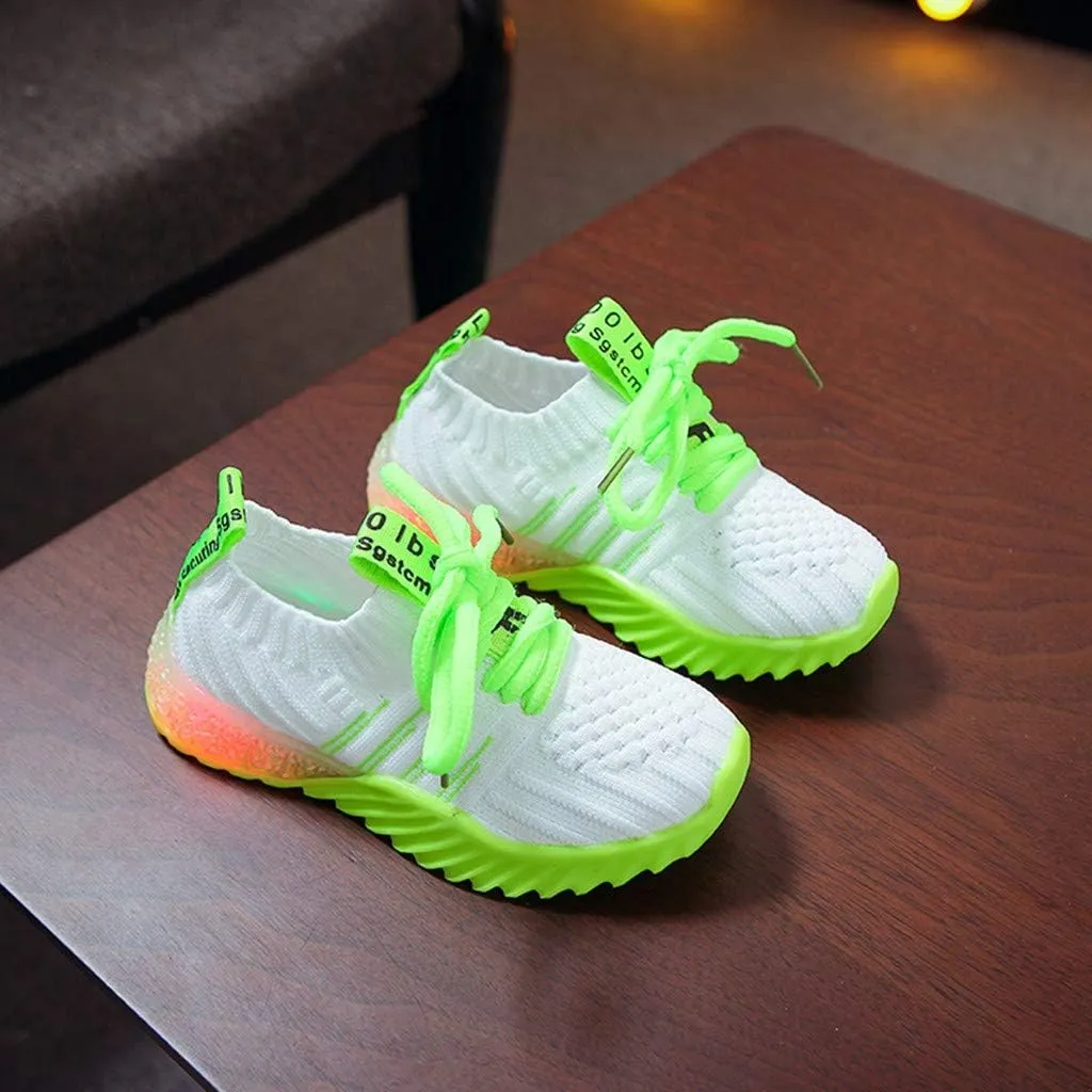 IWIHMIV Kids Tennis Running Shoes Luminous Athletic Lightweight Sports Walking for Boys Girls Basketball Shoes