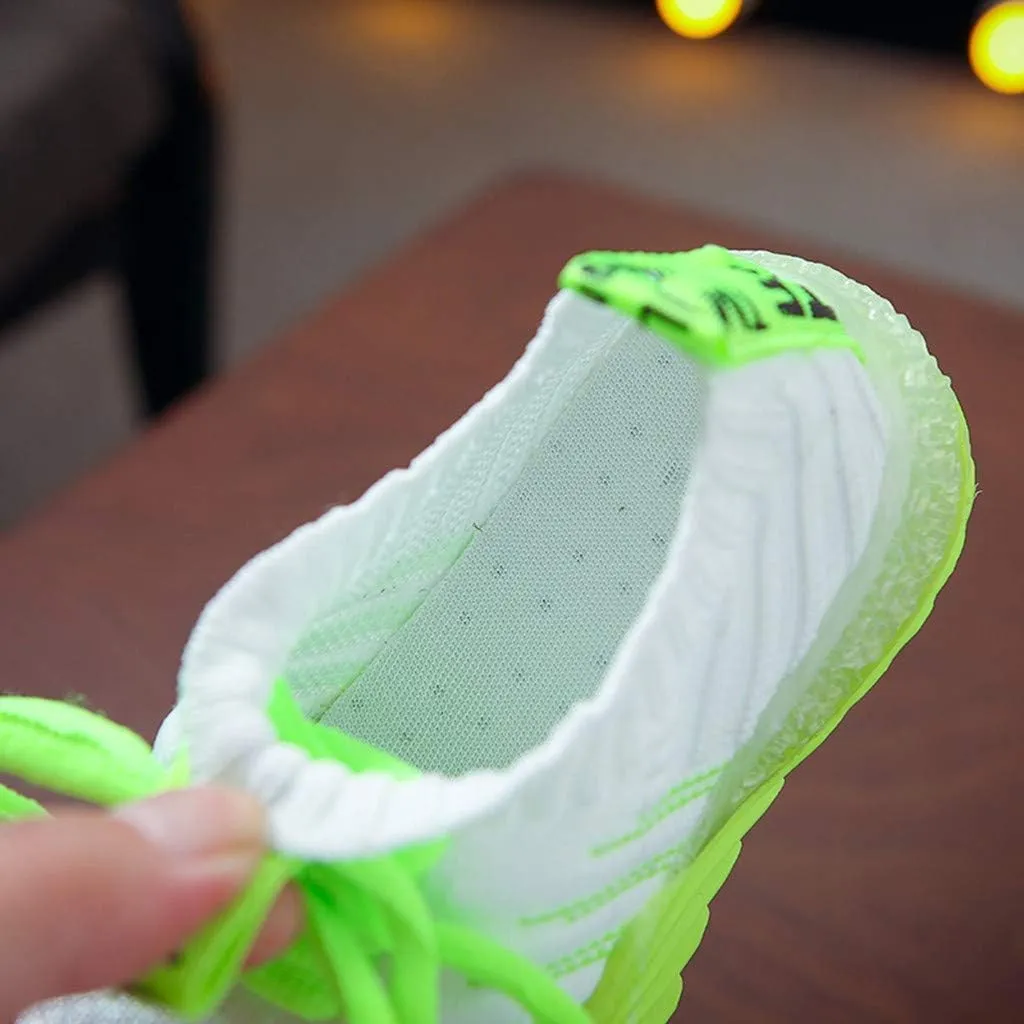 IWIHMIV Kids Tennis Running Shoes Luminous Athletic Lightweight Sports Walking for Boys Girls Basketball Shoes