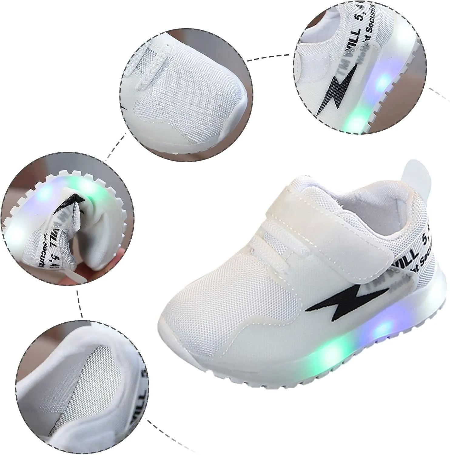 IWIHMIV LED Light Luminous Shoes for Boys Girls Boys Lightweight Tennis Running Shoes for Toddler