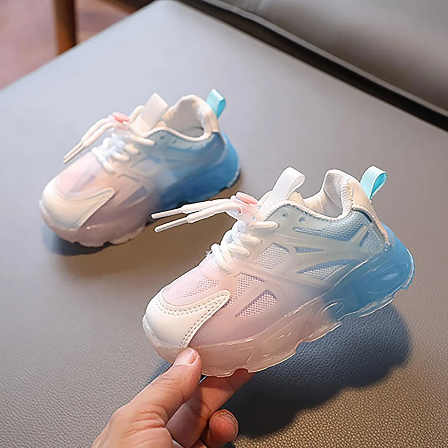 Kids Light Up Shoes Baby Toddler Boys Gradient Color Trainers Luminous Flashing Athletic Running Sport Sneakers
