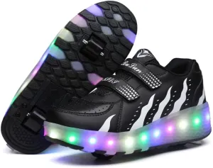 Kids Roller Shoes with Two-Wheeled Roller Skateshoes Sport Shoes USB Charging Luminous Shoes
