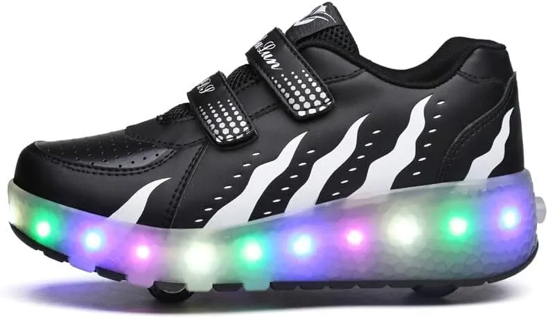 Kids Roller Shoes with Two-Wheeled Roller Skateshoes Sport Shoes USB Charging Luminous Shoes