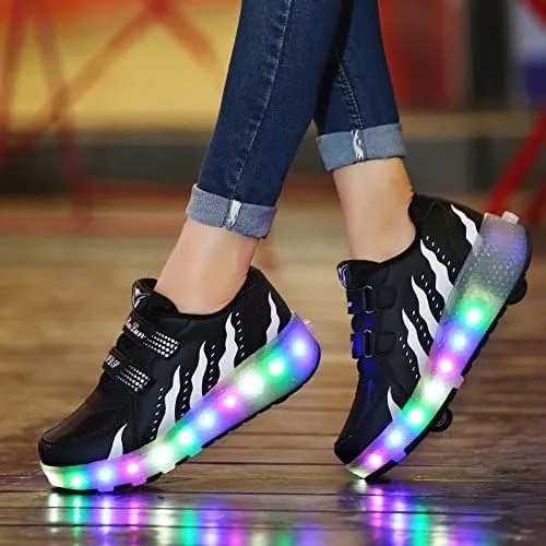 Kids Roller Shoes with Two-Wheeled Roller Skateshoes Sport Shoes USB Charging Luminous Shoes