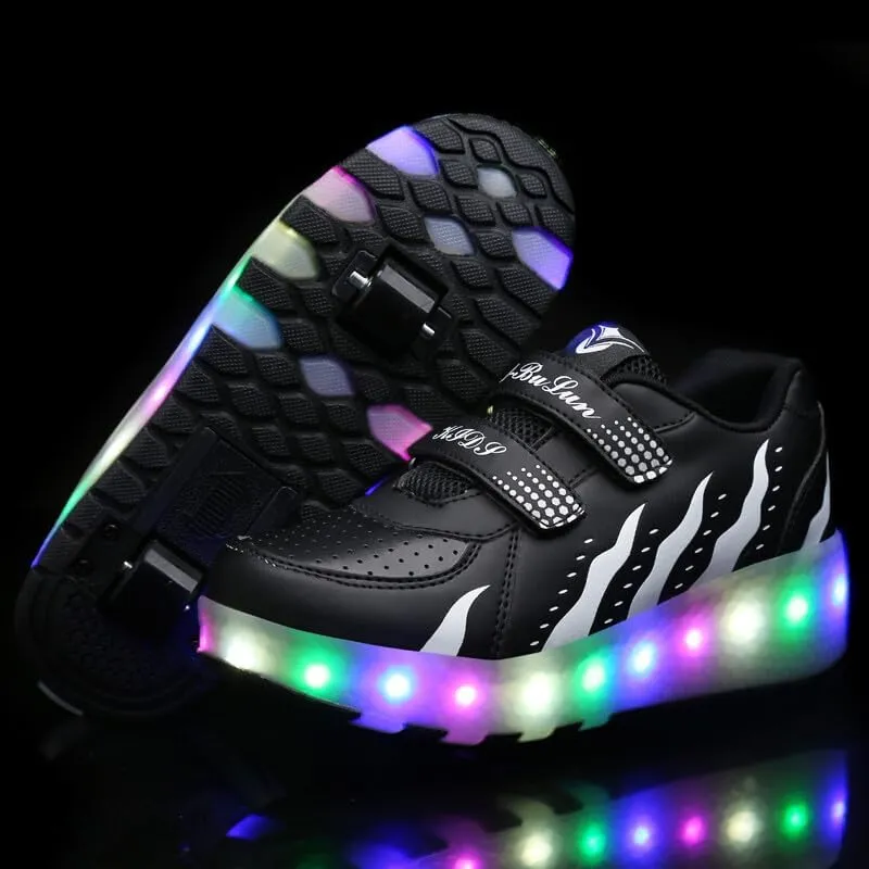 Kids Roller Shoes with Two-Wheeled Roller Skateshoes Sport Shoes USB Charging Luminous Shoes
