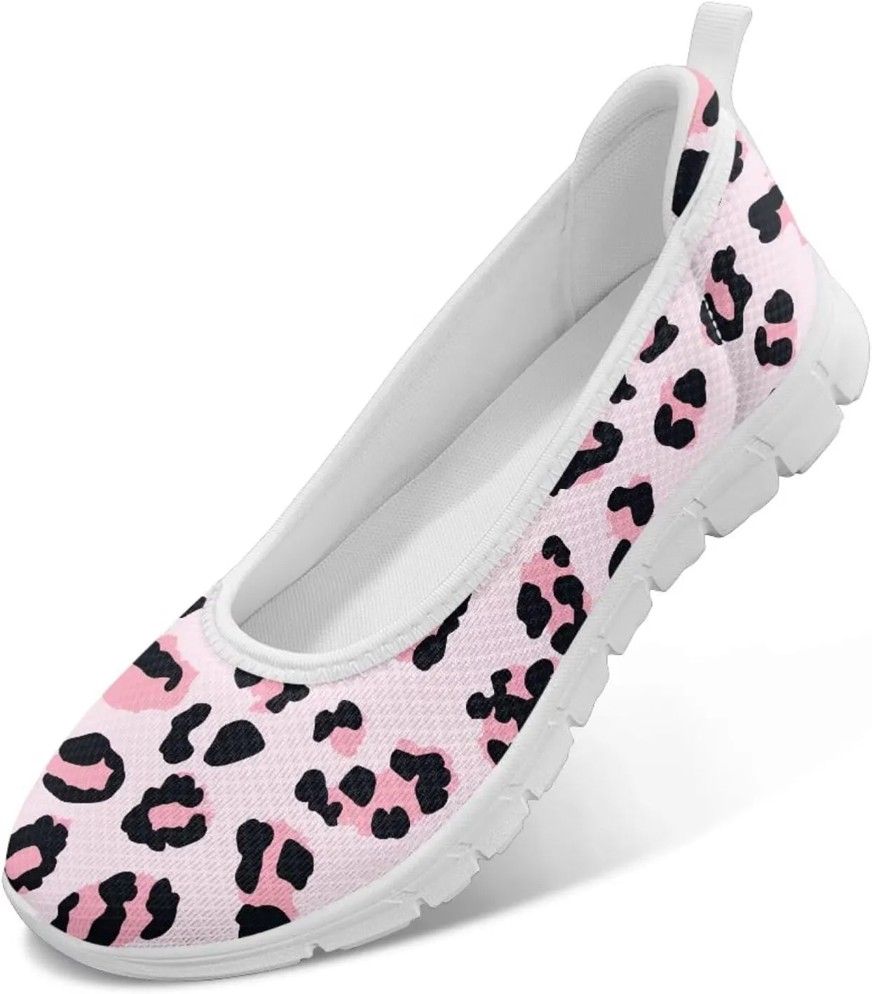 Leopard Women's Slip Ons Flat Loafers Non-Slip Walking Shoes Soft Orthotic Nurse Working Step in Slippers