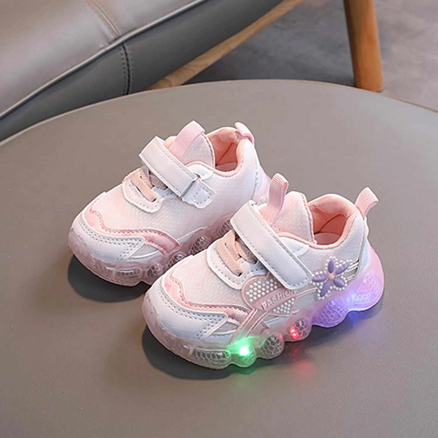 Light Up Shoes Toddler Running Shoes Barefoot Walking Kids Shoes Athletic Flower Girl Shoes Lightweight Mesh Sport Shoes