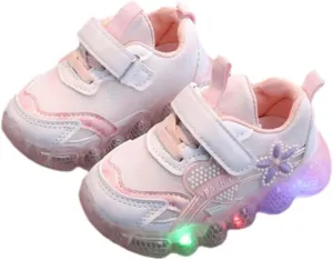 Light Up Shoes Toddler Running Shoes Barefoot Walking Kids Shoes Athletic Flower Girl Shoes Lightweight Mesh Sport Shoes