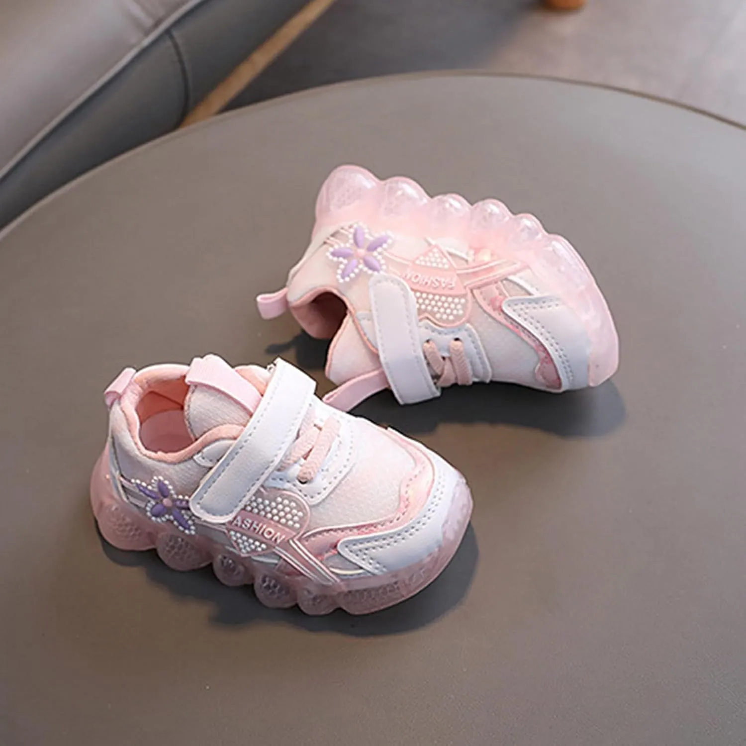 Light Up Shoes Toddler Running Shoes Barefoot Walking Kids Shoes Athletic Flower Girl Shoes Lightweight Mesh Sport Shoes