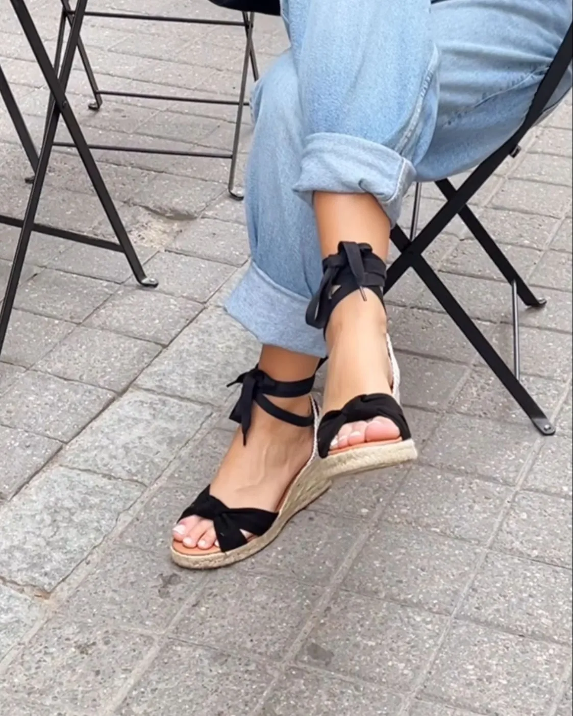 LOLA LOW BLACK PLATFORM ESPADRILLO MOKKASANDAALIT