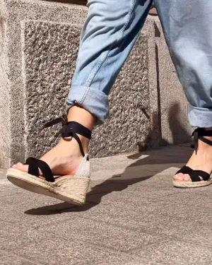 LOLA LOW BLACK PLATFORM ESPADRILLO MOKKASANDAALIT