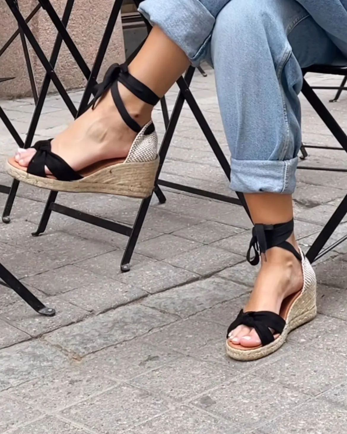 LOLA LOW BLACK PLATFORM ESPADRILLO MOKKASANDAALIT