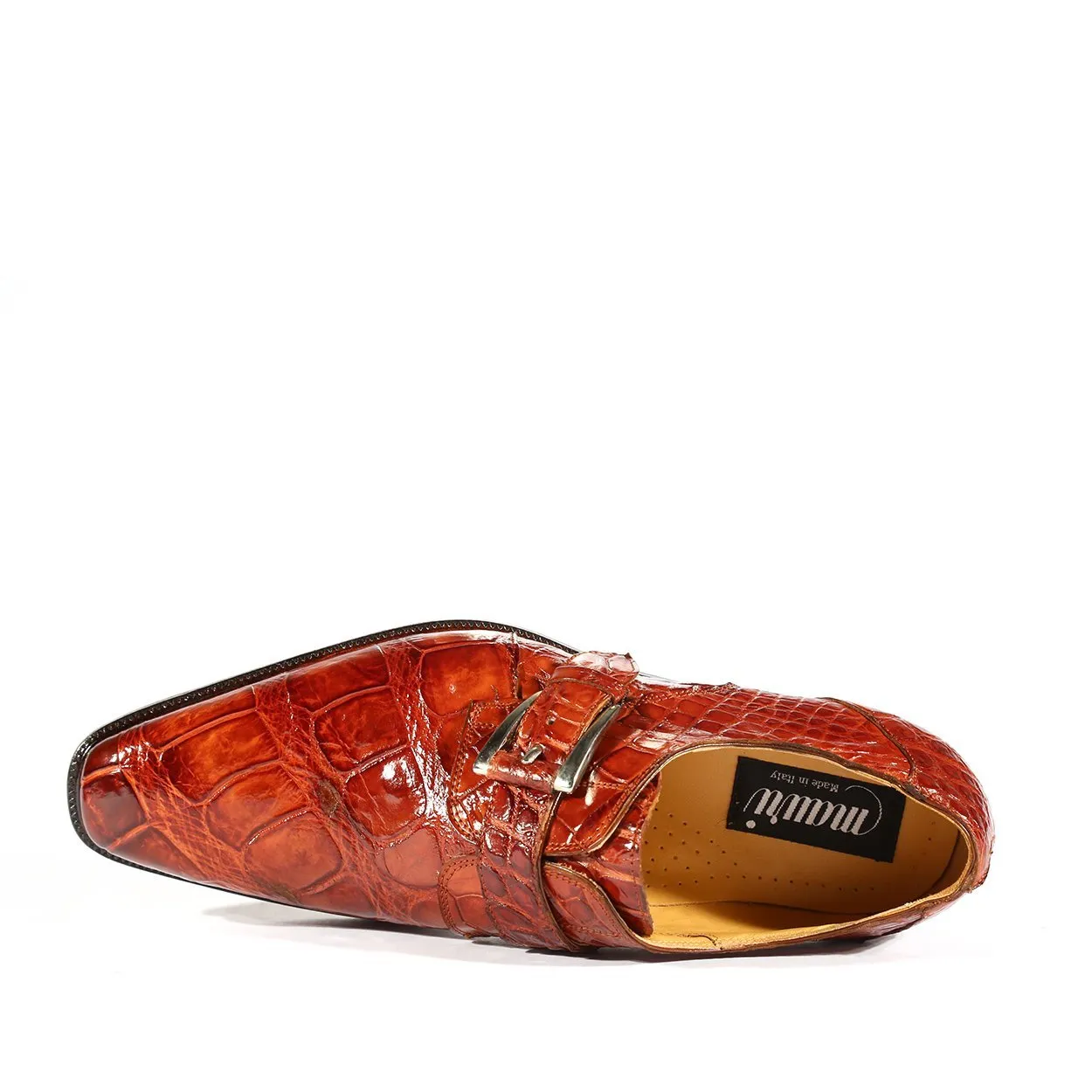 Mauri 4853 Designer Shoes Exotic Skin Men's Acacia Gold Burnished Alligator Body Loafers (MAS4804)